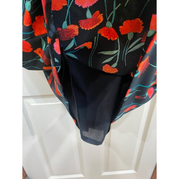 Karl Lagerfeld Paris Black & Red Floral Print 3/4 Sleeve Shift Dress Womens Size - Picture 9 of 10